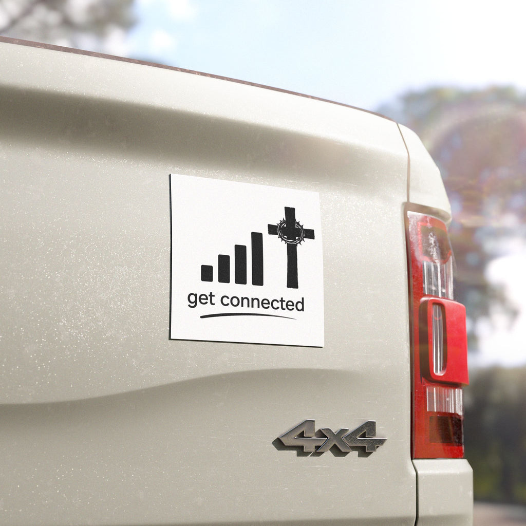 Christian Car Magnet — "Get Connected" Signal Bars & Cross Design