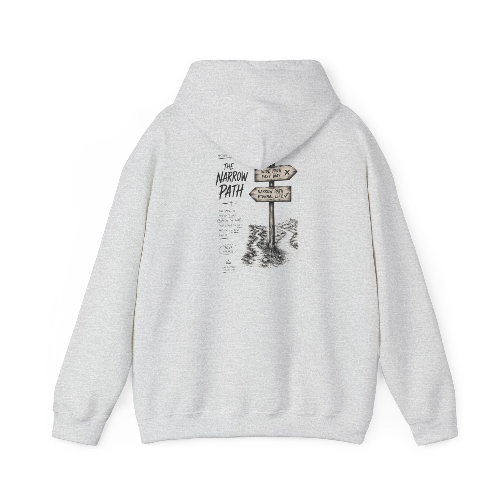 Hoodie — 'The Narrow Path' Faith-Inspired Signpost Graphic Hoodie