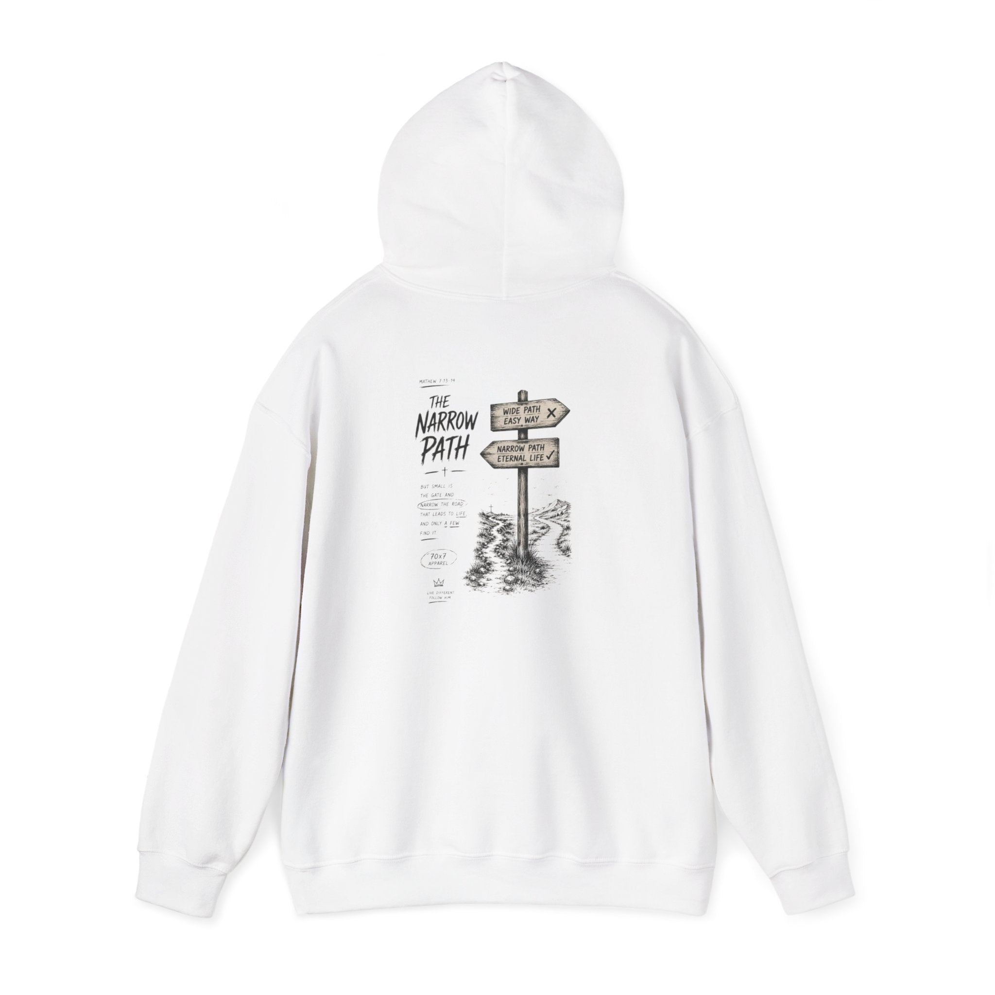 Hoodie — 'The Narrow Path' Faith-Inspired Signpost Graphic Hoodie