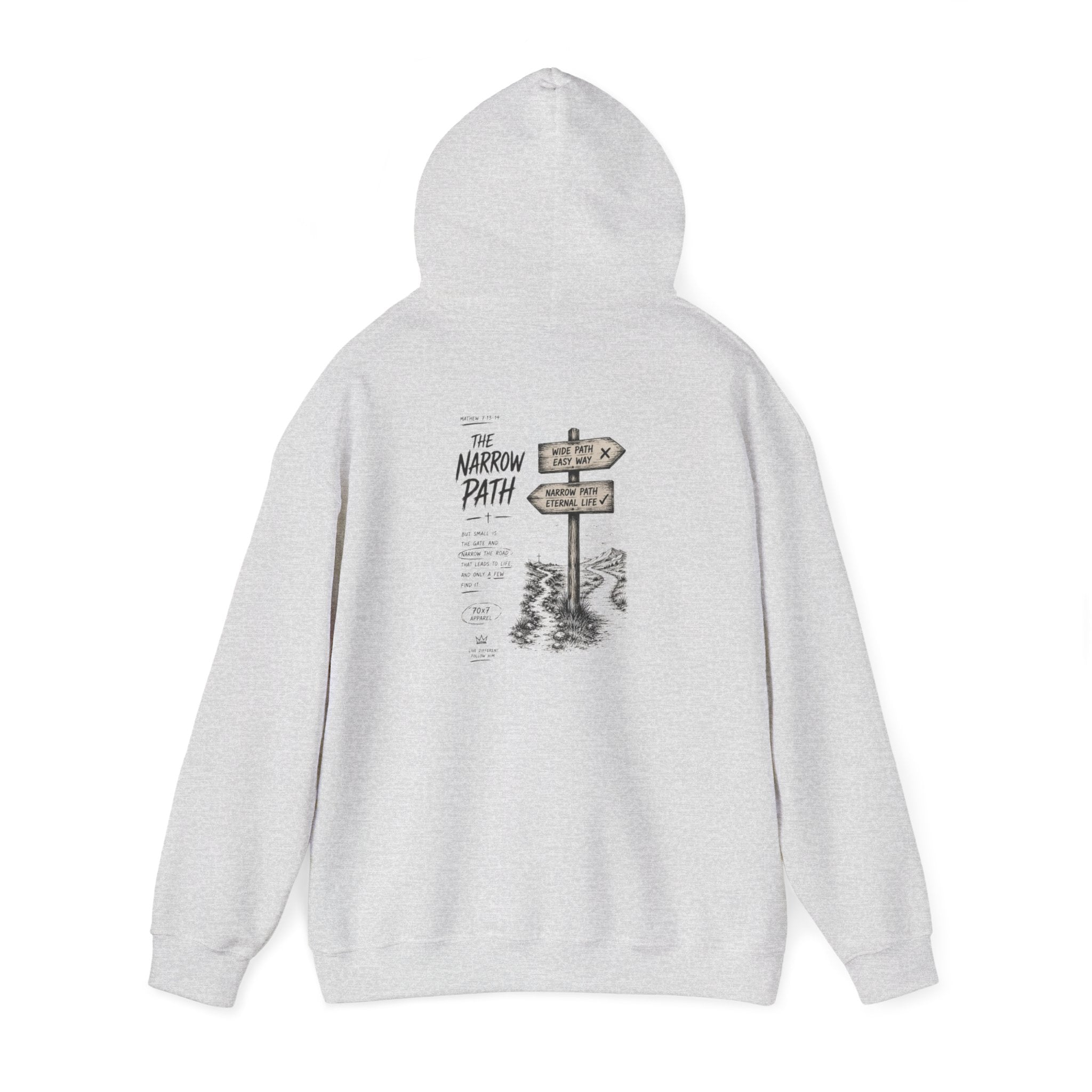Hoodie — 'The Narrow Path' Faith-Inspired Signpost Graphic Hoodie
